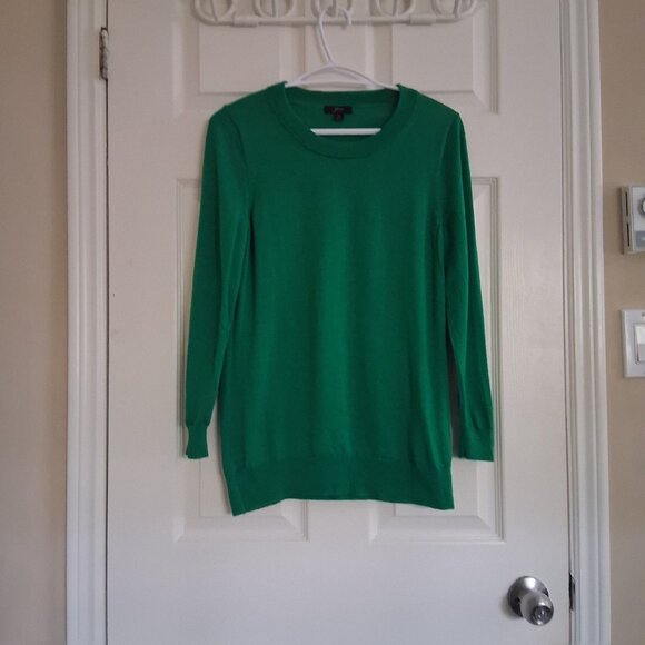 J. Crew Women's Medium Kelly Green 100% Merino Wool Crewneck Sweater - Picture 2 of 12